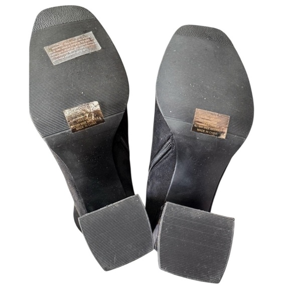 NEW Torgeis Fontaine Black Croc-Embossed  Block Heel Ankle Boots w/ Buckle Sz 8 - Picture 14 of 15